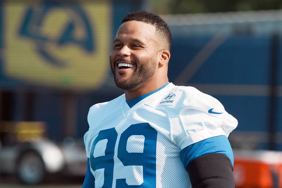 Aaron Donald in a practice jersey