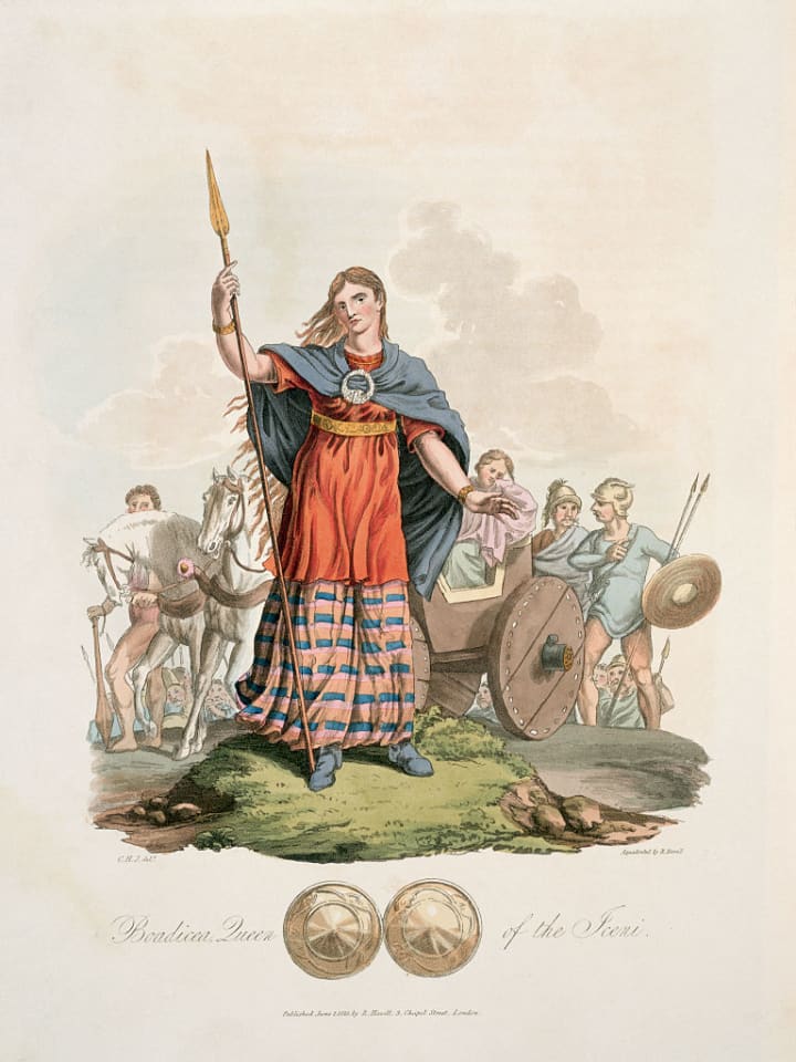 A lithograph of Boudica.