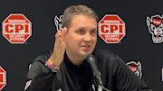 N.C. State basketball coach Will Wade during a press conference after the Wolfpack's win vs. UNC Greensboro on Nov. 12, 2025.