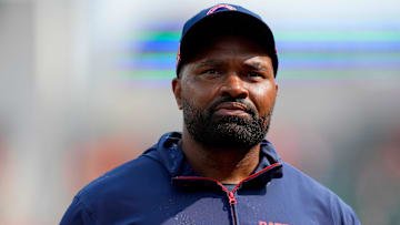 Sep 8, 2024; Cincinnati, Ohio, USA; New England Patriots head coach Jerod Mayo walks for the locker room after the fourth quarter at Paycor Stadium. Mandatory Credit: Sam Greene/USA TODAY Network via Imagn Images