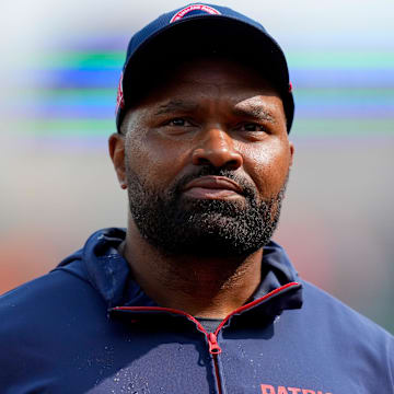 Sep 8, 2024; Cincinnati, Ohio, USA; New England Patriots head coach Jerod Mayo walks for the locker room after the fourth quarter at Paycor Stadium.