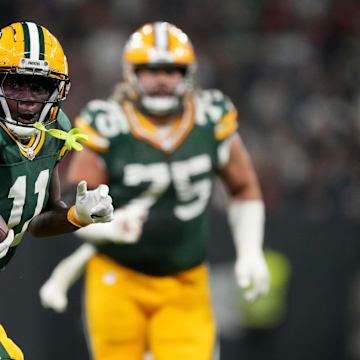 Green Bay Packers wide receiver Jayden Reed (11) was the best player on the field in their loss to the Eagles in Sao Paulo on Friday night.