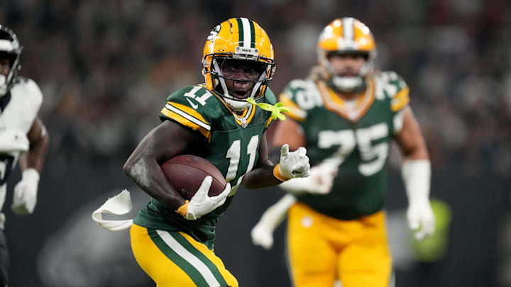 Green Bay Packers wide receiver Jayden Reed (11) was the best player on the field in their loss to the Eagles in Sao Paulo on Friday night.