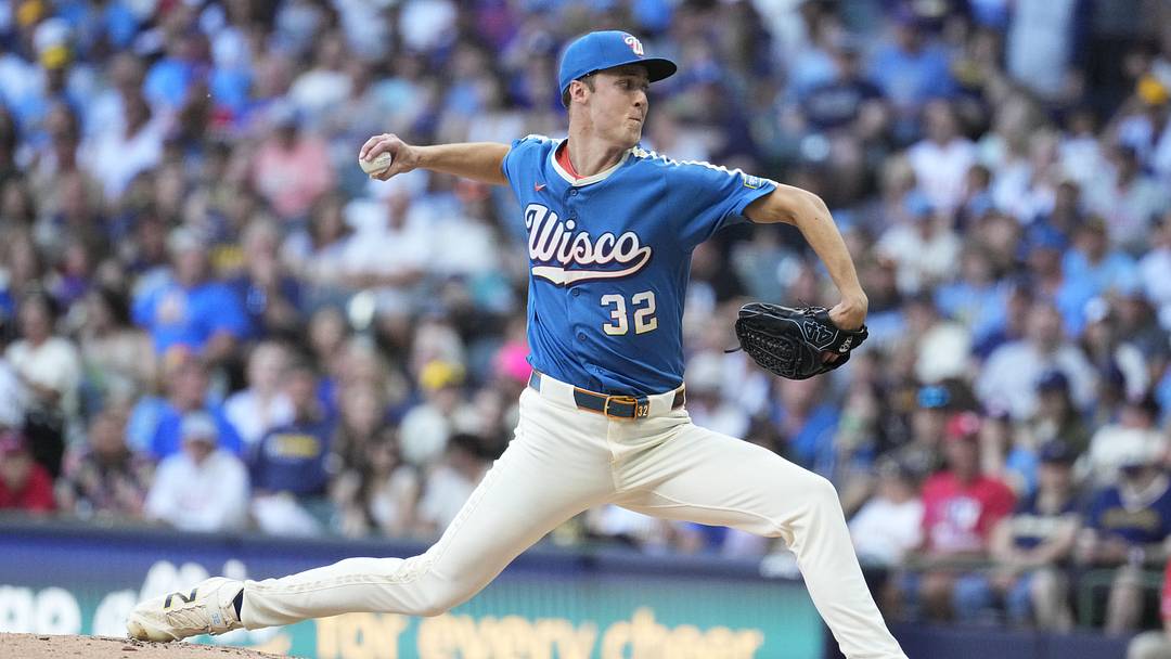 Jun 12, 2026; Milwaukee, Wisconsin, USA; Milwaukee Brewers pitcher Jacob Misiorowski (32) delivers a pitch against the Philadelphia Phillies in the second inning at American Family Field. Mandatory Credit: Michael McLoone-Imagn Images Jun 12, 2026; Milwaukee, Wisconsin, USA; Milwaukee Brewers pitcher Jacob Misiorowski (32) delivers a pitch against the Philadelphia Phillies in the second inning at American Family Field. Mandatory Credit: Michael McLoone-Imagn Images