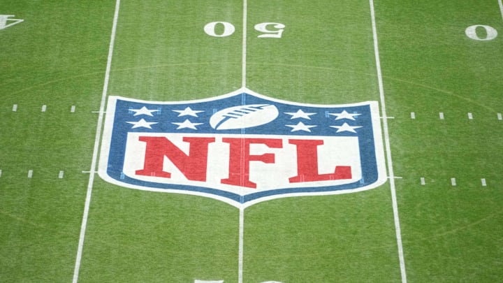 NFL logo on the field in Sao Paulo, Brazil. NFL logo on the field in Sao Paulo, Brazil.