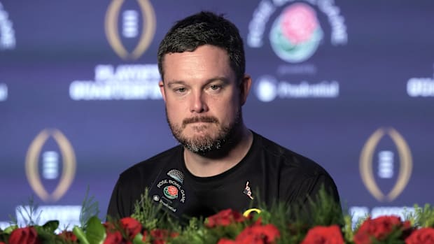  Oregon Ducks head coach Dan Lanning speaks in a press conference after the game against the Ohio State Buckeyes in the 2025 