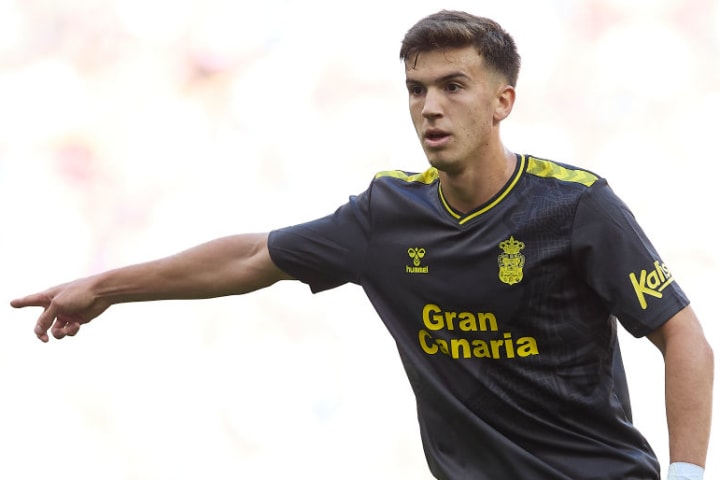 Maximo Perrone of UD Las Palmas seen in action during the...