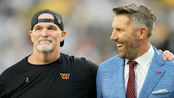 Washington Commanders head coach Dan Quinn and general manager Adam Peters