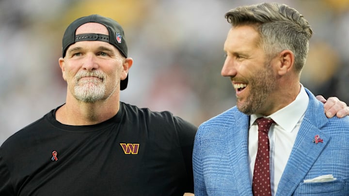 Washington Commanders head coach Dan Quinn and general manager Adam Peters
