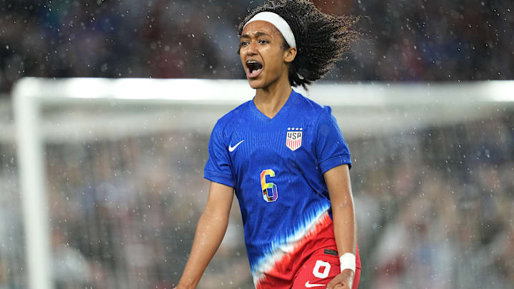 USWNT's Lily Yohannes celebrates goal v South Korea