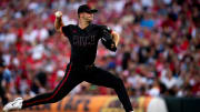 Cincinnati Reds pitcher Carson Spiers (68) delivers a pitch in the first inning of the MLB game between the Cincinnati Reds and the Detroit Tigers at Great American Ball Park in Cincinnati on Friday, July 5, 2024.