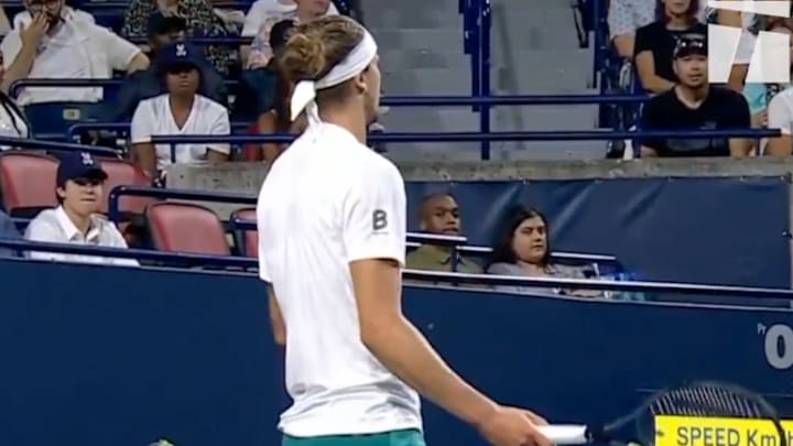 A heckler interrupted Zverev while he was attempting to serve for the match in Toronto. A heckler interrupted Zverev while he was attempting to serve for the match in Toronto.