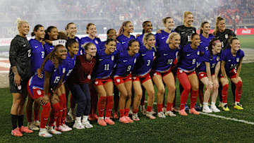 Jul 16, 2024; Washington, D.C., USA; Team United States pose for a picture after their match against Costa Rica in a send-off friendly at Audi Field. Mandatory Credit: Geoff Burke-Imagn Images