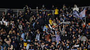 Nov 23, 2025; Chester, Pennsylvania, USA; New York City FC fans react during the game against the Philadelphia Union at Subaru Park. Mandatory Credit: James Lang-Imagn Images