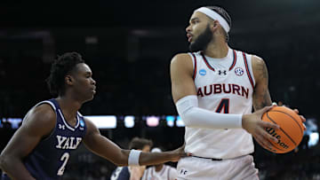 Mar 22, 2024; Spokane, WA, USA; Auburn Tigers forward Johni Broome (4) drives to the basket against