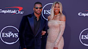  Russell Wilson and Ciara on the red carpet before the ESPYS at The Dolby Theatre. 