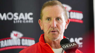 Kansas City Chiefs defensive coordinator Steve Spagnuolo talks with media after training camp at Missouri Western State University.
