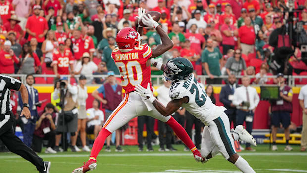 Kansas City Chiefs wide receiver Tyquan Thornton (80) makes a reception for a touchdown