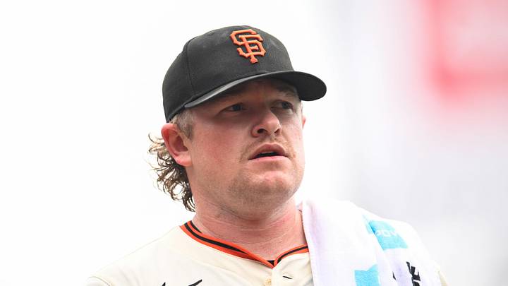 Sep 28, 2025; San Francisco, California, USA; San Francisco Giants starting pitcher Logan Webb (62) looks on before the game against the Colorado Rockies at Oracle Park. Mandatory Credit: Eakin Howard-Imagn Images