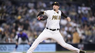 Sep 19, 2023; San Diego, California, USA; San Diego Padres starting pitcher Blake Snell (4) throws a