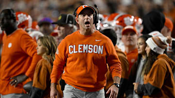Dec 21, 2024; Austin, Texas, USA; Clemson Tigers head coach Dabo Swinney during the game between the Texas Longhorns and the Clemson Tigers in the CFP National Playoff First Round at Darrell K Royal-Texas Memorial Stadium. Mandatory Credit: Jerome Miron-Imagn Images