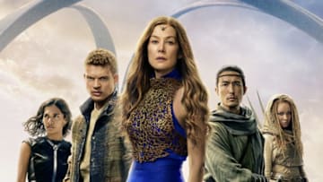 The Wheel of Time Season 3 Panorama Art: Egwene, Rand, Moiraine, Lan, and Aviendha