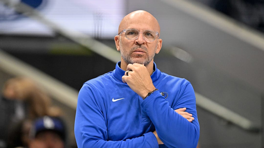 Mar 30, 2026; Dallas, Texas, USA; Dallas Mavericks head coach Jason Kidd at the American Airlines Center. Mandatory Credit: Jerome Miron-Imagn Images