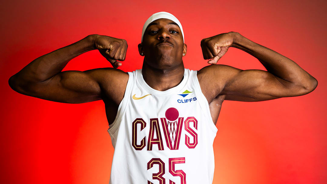 Sep 29, 2025; Cleveland, OH, USA;  Cleveland Cavaliers forward Nae'Qwan Tomlin (35) during media day at Rocket Arena. Mandatory Credit: Ken Blaze-Imagn Images