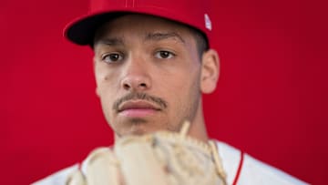 Cincinnati Reds pitcher Chase Burns (81) during the annual team picture day