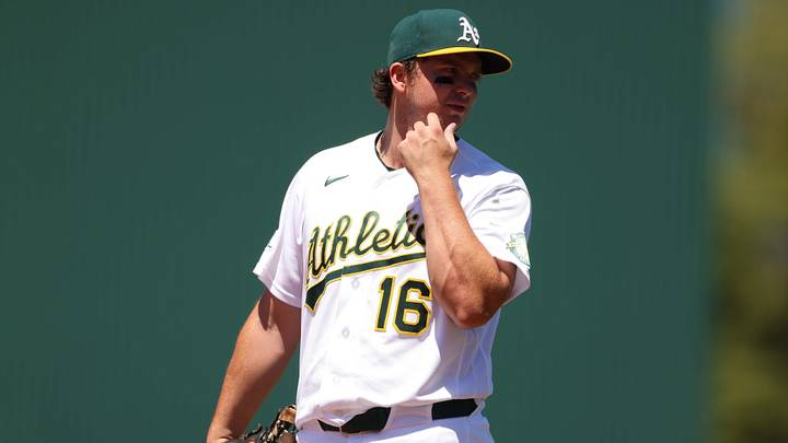 Jun 21, 2026; West Sacramento, California, USA; Athletics first baseman Nick Kurtz (16) looks on during the sixth inning against the Los Angeles Angels at Sutter Health Park. Mandatory Credit: Scott Marshall-Imagn Images