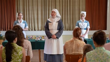 Call the Midwife Series 14 - Episode 4 - Shelagh Turner (LAURA MAIN) Rosalind Clifford (NATALIE QUARRY) Sister Veronica (REBECCA GETHINGS)