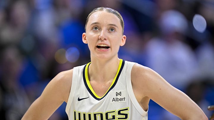 Dallas Wings guard Paige Bueckers (5) in action during the game between the Dallas Wings and the Seattle Storm at College Park Center. Mandatory Credit: Jerome Miron-Imagn Images Dallas Wings guard Paige Bueckers (5) in action during the game between the Dallas Wings and the Seattle Storm at College Park Center. Mandatory Credit: Jerome Miron-Imagn Images