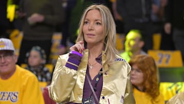 Feb 10, 2025; Los Angeles, California, USA; Owner and president of the Los Angeles Lakers Jeanie Buss attends the game against the Utah Jazz at Crypto.com Arena. Mandatory Credit: Jayne Kamin-Oncea-Imagn Images