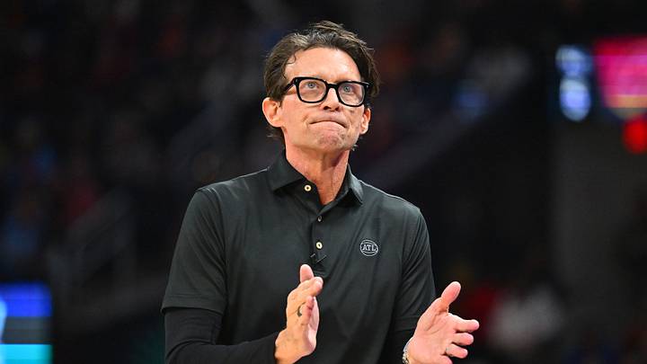 Atlanta Hawks head coach Quin Snyder reacts against the Cleveland Cavaliers.