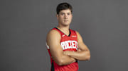 Sep 29, 2025; Houston, TX, USA;  Houston Rockets guard Reed Sheppard (15) poses for a picture during Houston Rockets media day at Toyota Center. Mandatory Credit: Troy Taormina-Imagn Images