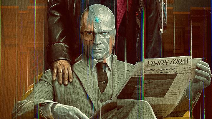 James Spader as Ultron and Paul Bettany as Vision in Marvel Studios' VISIONQUEST