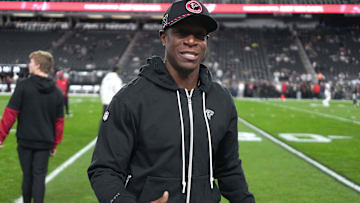 Dec 16, 2024; Paradise, Nevada, USA; Atlanta Falcons coach Raheem Morris reacts during the game against the Las Vegas Raiders at Allegiant Stadium. Mandatory Credit: Kirby Lee-Imagn Images