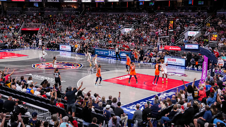 Fans cheer for the Indiana Fever at Gainbridge Fieldhouse