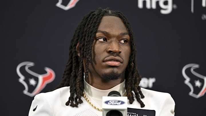 Jun 10, 2025; Houston, TX, USA; Houston Texans safety Calen Bullock speaks at a press conference after an NFL football minicamp at NRG Stadium. Mandatory Credit: Maria Lysaker-Imagn Images Jun 10, 2025; Houston, TX, USA; Houston Texans safety Calen Bullock speaks at a press conference after an NFL football minicamp at NRG Stadium. Mandatory Credit: Maria Lysaker-Imagn Images