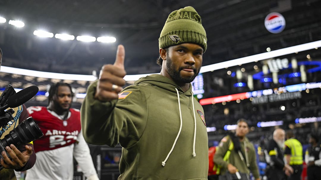 Nov 3, 2025; Arlington, Texas, USA; Arizona Cardinals quarterback Kyler Murray (1) walks off the field after the  game between the Dallas Cowboys and the Arizona Cardinals at AT&T Stadium. Mandatory Credit: Jerome Miron-Imagn Images