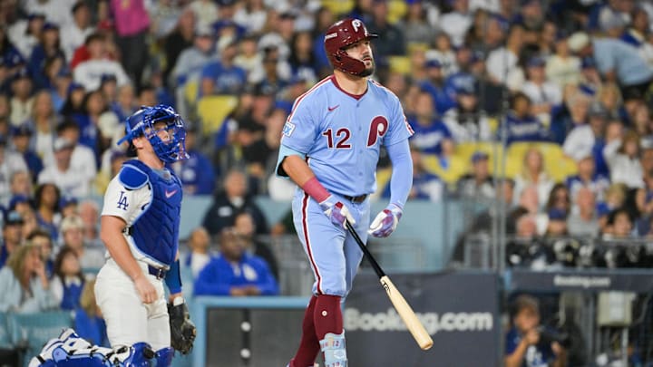 Kyle Schwarber hit two home runs in the Phillies' Game 3 win over the Dodgers. Kyle Schwarber hit two home runs in the Phillies' Game 3 win over the Dodgers.