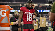 Nov 3, 2025; Arlington, Texas, USA; Arizona Cardinals wide receiver Marvin Harrison Jr. (18) walks off the field after the game between the Dallas Cowboys and the Arizona Cardinals at AT&T Stadium. Mandatory Credit: Jerome Miron-Imagn Images