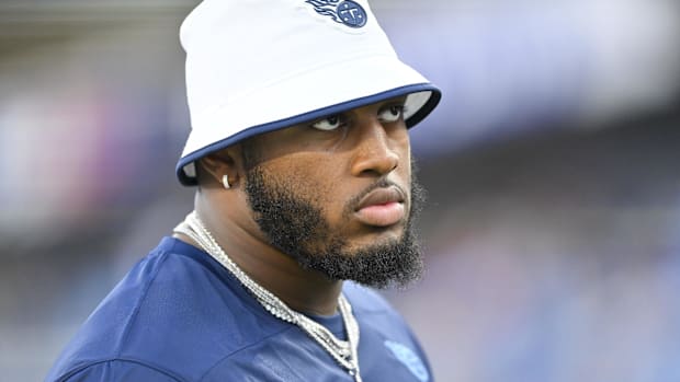 Tennessee Titans offensive lineman JC Latham against the Minnesota Vikings