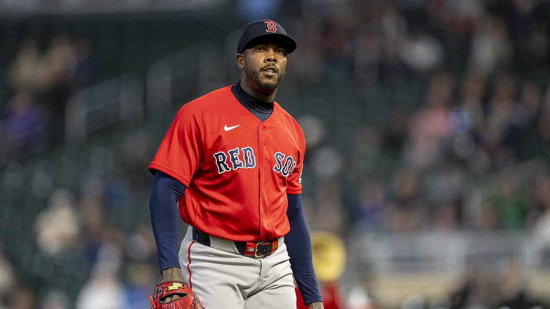 Apr 14, 2026; Minneapolis, Minnesota, USA; Boston Red Sox relief pitcher Aroldis Chapman (44) walks off after completing the eight inning against the Minnesota Twins at Target Field. Mandatory Credit: Jesse Johnson-Imagn Images Apr 14, 2026; Minneapolis, Minnesota, USA; Boston Red Sox relief pitcher Aroldis Chapman (44) walks off after completing the eight inning against the Minnesota Twins at Target Field. Mandatory Credit: Jesse Johnson-Imagn Images