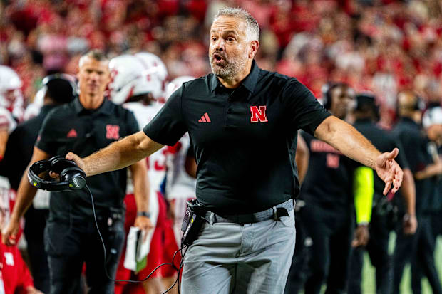 Nebraska coach Matt Rhule gave a fiery halftime speech with his team ahead of Akron, 33-0.