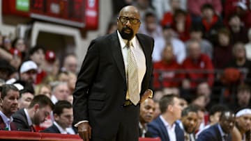 Jan 26, 2025; Bloomington, Indiana, USA; Indiana Hoosiers head coach Mike Woodson during the second half against the Maryland Terrapins at Simon Skjodt Assembly Hall. Mandatory Credit: Robert Goddin-Imagn Images
