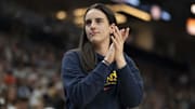 Jul 1, 2025; Minneapolis, Minnesota, USA; Indiana Fever guard Caitlin Clark (22) looks on against the Minnesota Lynx in the second half during the Commissioner's Cup final at Target Center. Mandatory Credit: Jesse Johnson-Imagn Images