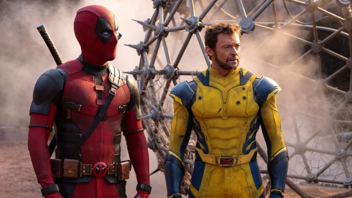 (L-R): Ryan Reynolds as Deadpool/Wade Wilson and Hugh Jackman as Wolverine/Logan in 20th Century Studios/Marvel Studios' DEADPOOL & WOLVERINE. Photo by Jay Maidment. © 2024 20th Century Studios / © and ™ 2024 MARVEL.