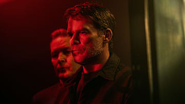 L-R: James Remar as Harry Morgan and Michael C. Hall as Dexter Morgan in Dexter: Resurrection
