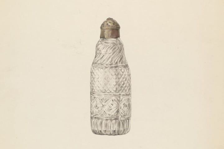 A vintage illustration of a salt shaker.